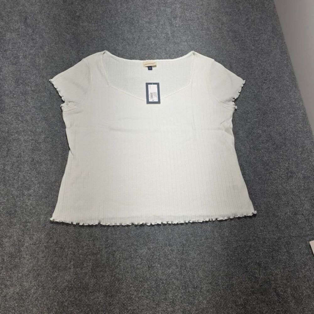 Women’s White Ribbed Short Sleeve Top Plus Size 3X